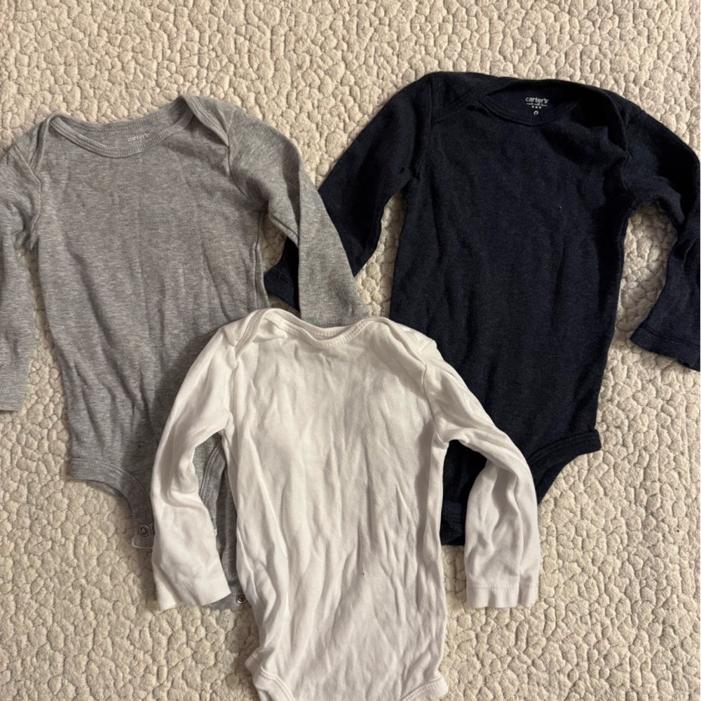 Carters Baby Boys 3 onesie’s cotton long sleeve tee